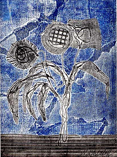 Fungus & Curmudgeonly, collagraph proof 2