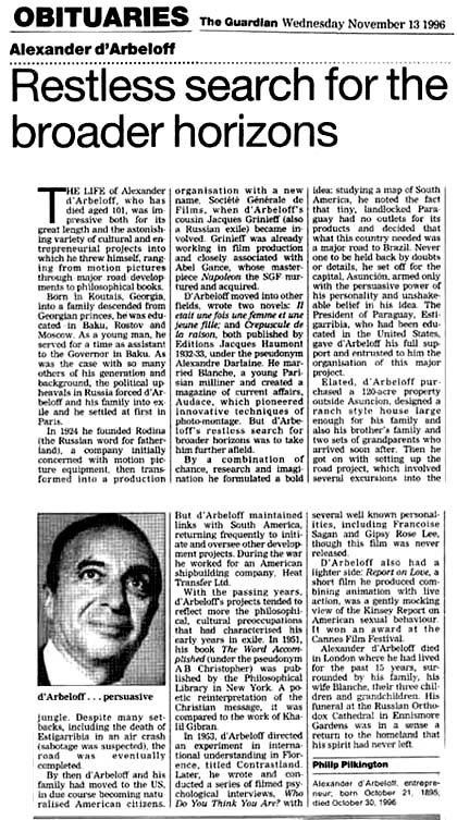 obituary, Alexander d'Arbeloff