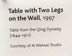 table with 2 legs on the wall