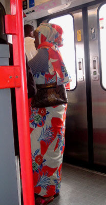 African beauty, commuter train.